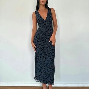 Dark Blue Floral Dress